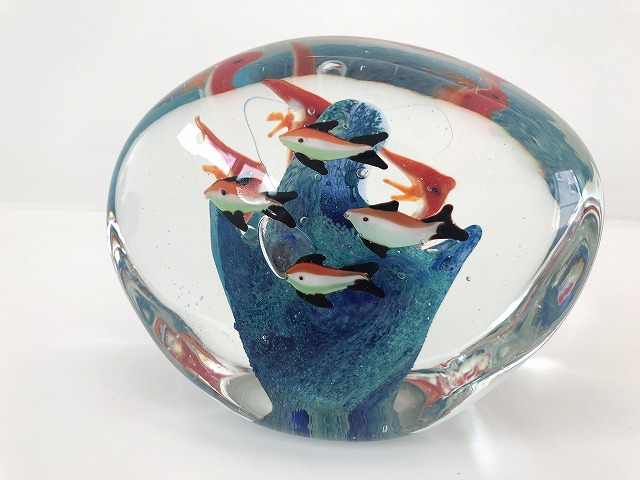 美品 MURANO GLASS ムラーノガラス イタリア製 ペーパーウェイト-