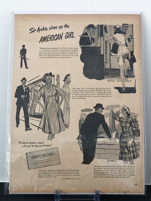 SANFORIZED LIFE誌 1946年 ビンテージ広告 切り取り アドバタイジング ポスター