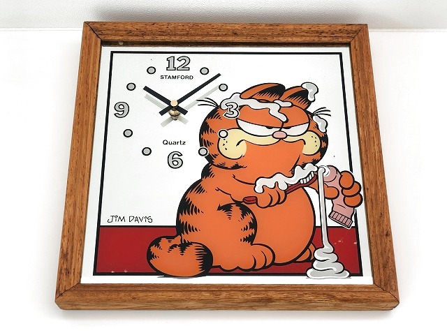 ガーフィールド Garfield ヴィンテージ ミラー ウォールクロック 1980's USA 壁掛け時計