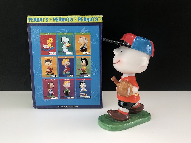 玩具] 希少 PEANUTS SNOOPY スヌーピー FLAMBRO チャーリー・ブラウン 陶製置物 ベースボール 野球 - キャラクタードール