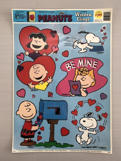 PEANUTS スヌーピー バレンタイン Valentine Window Clings MADE IN USA