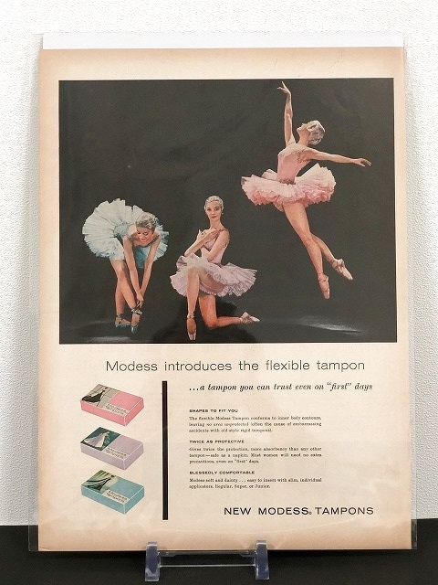 Modess ビンテージ LIFE誌 1957年 ビンテージ広告 切り取り アドバタイジング ポスター
