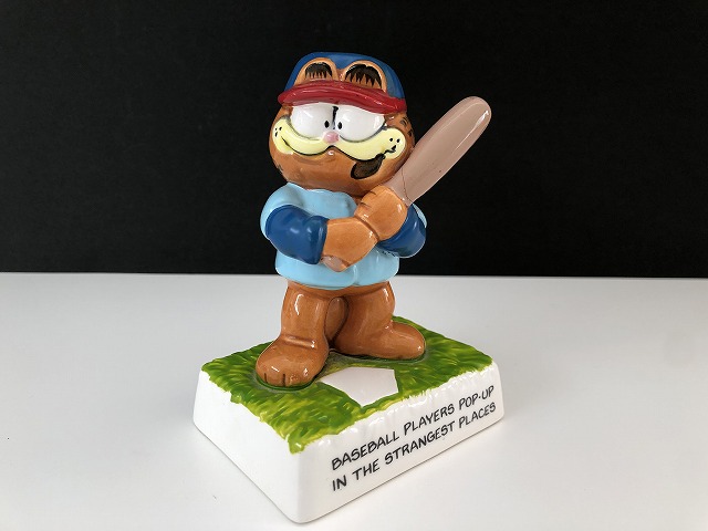 USA ヴィンテージ ENESCO ガーフィールド 野球 ベースボール 置物 Garfield 1980s